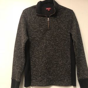 Gray and black speckled sweatshirt